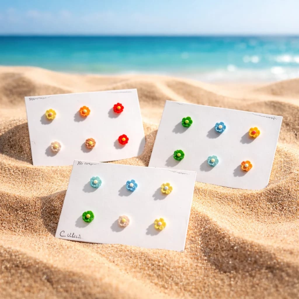 Boucles d'oreilles fleurs mini *3 - vue 1