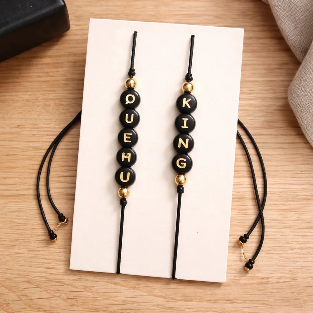 Bracelet couple ' KING' 'QUEEN' - vue 1